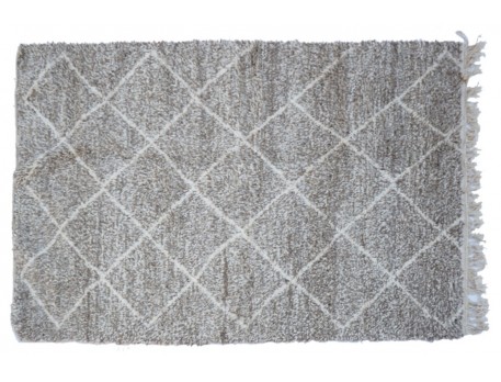 Large Woolen Béni Ouarain rug grey with rhombus designs