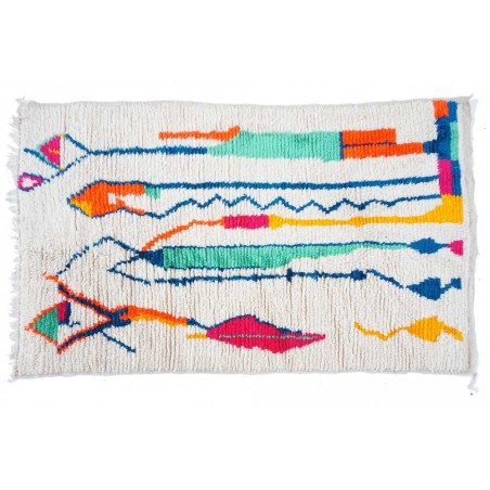 Grand tapis berbère moderne fluo en laine Azilal