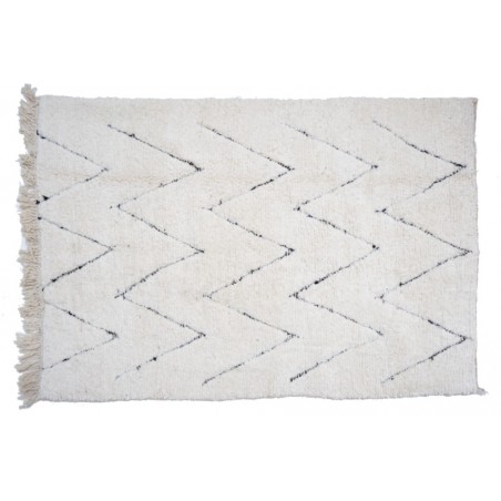 Woolen Béni Ouarain rug white engraved patterns 