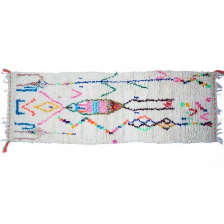 Moyen tapis berbère de couloir coloré en laine Azilal à dessins