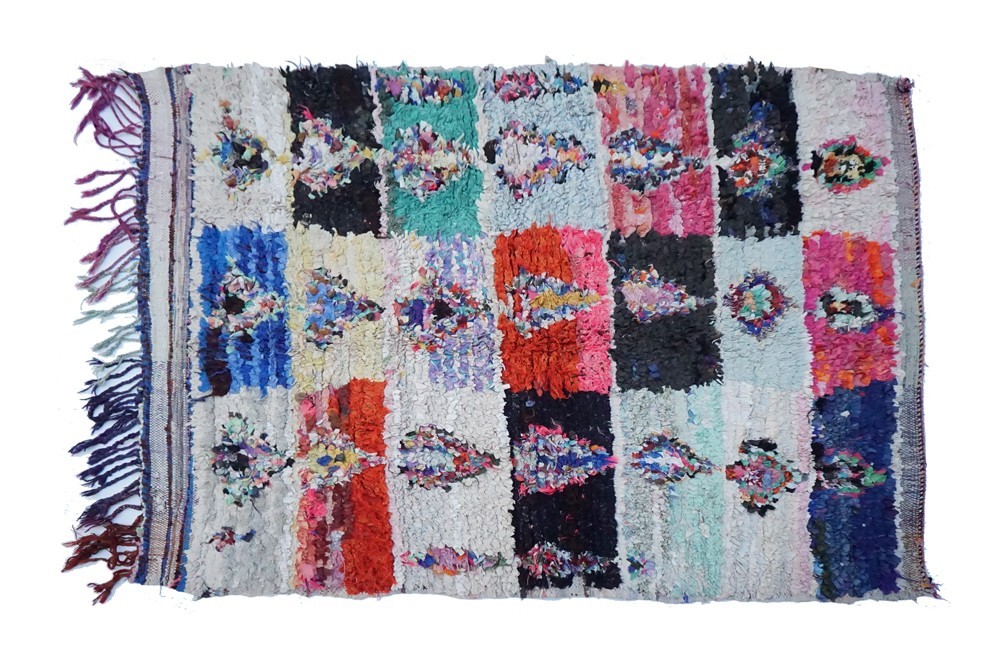 Large Vintage Boucherouite rug 120 x 170 - Colorful