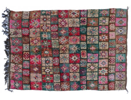 Grand tapis berbère ancien coloré Boujad