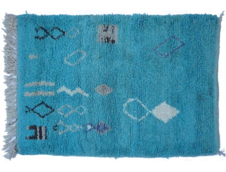 Large Vintage Boujad berber rug - Blue