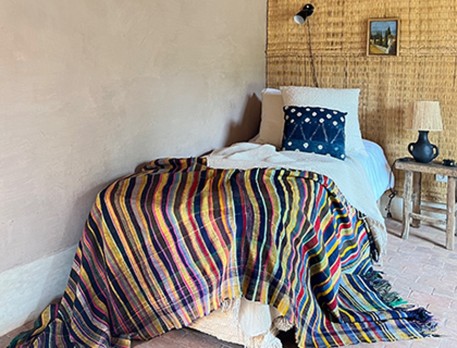 Plaid berbere ancien marocain à rayures coloré