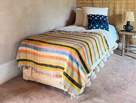 Plaid berbere ancien marocain à rayures coloré