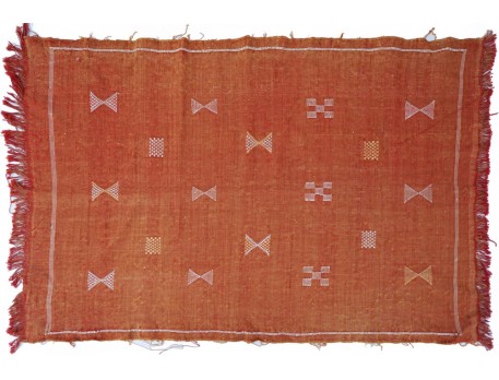 Petit tapis kilim marocain terracotta en laine