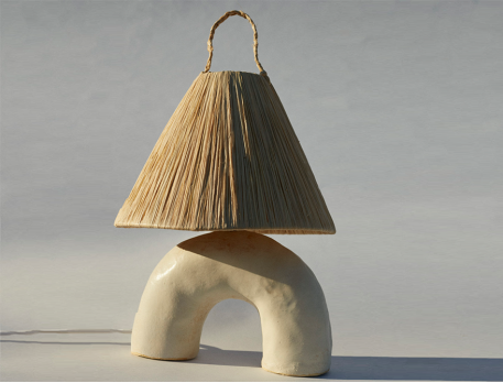 Handmade white ceramic lamp from Barcelona.