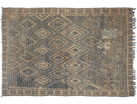       Large vintage Boujad berber carpet grey, beige with diamonds