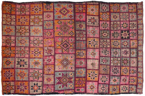 Giant Vintage Boujad berber carpet - Red, brown, terracotta