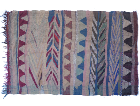 Vintage boucherouite rug grey purple and blue