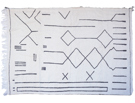 Tapis berbère Kilim en laine noir et blanc à lignes