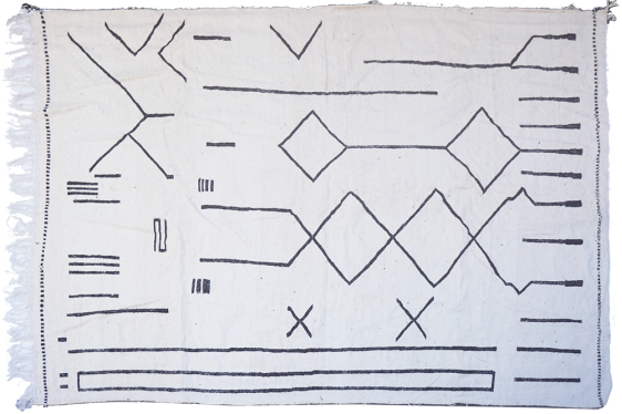 Woolen Kilim carpet black and white with abstract lines