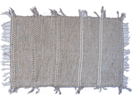 Woolen Kilim carpet with fringes grey and beige handmade