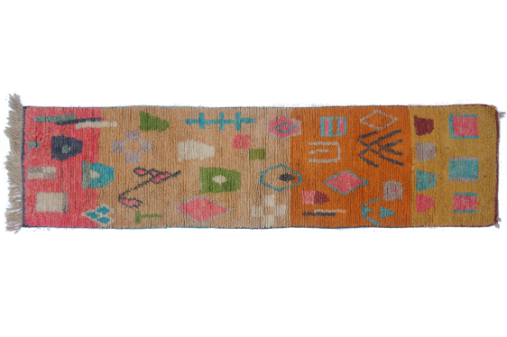 Very large Vintage Corridor berber carpet Boujad in wool