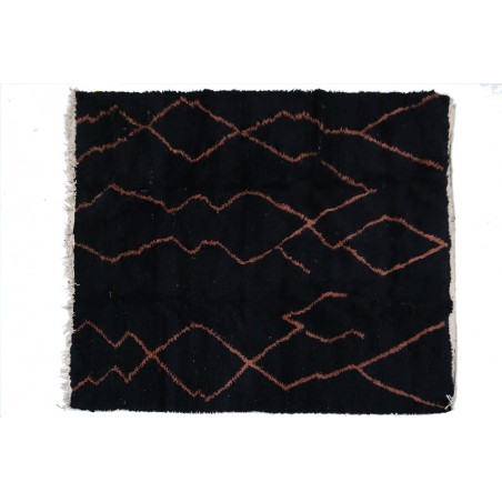Beni Ouarain berber carpet black and brown in wool