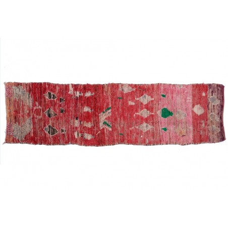 Vintage Corridor Berber rug Boujad pink and red - Handmade