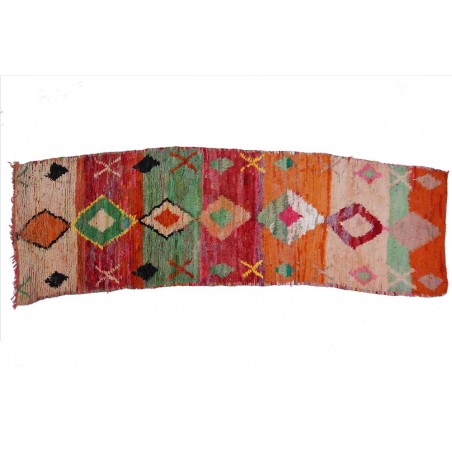 Vintage Corridor Berber rug Boujad orange red and green