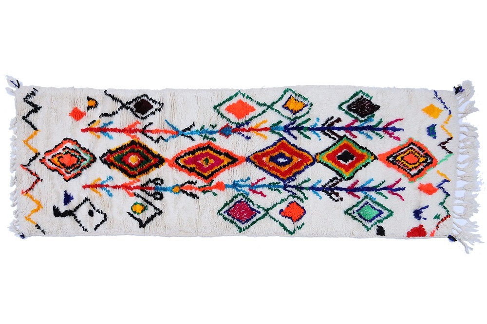 Medium Azilal corridor berber rug in wool with designs 