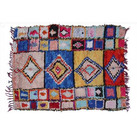 Vintage boucherouite rug with colorful squares