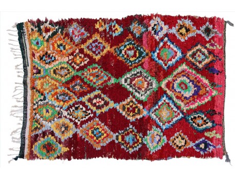 Vintage boucherouite rug with fluo diamonds