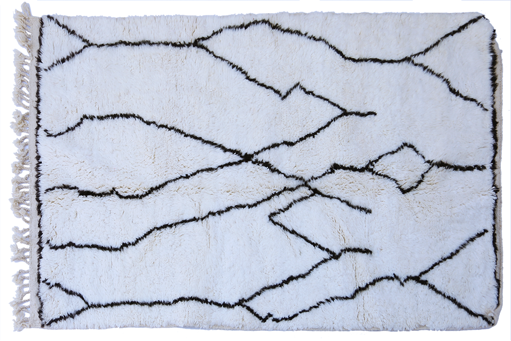 Beni Ouarain berber carpet abstract black lines in wool