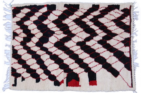 Azilal berber carpet modern style black red and white shapes