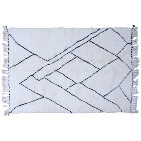 Beni Ouarain berber carpet in wool with geometric lines - Handmade
