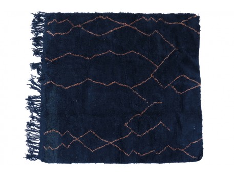 Beni Ouarain square berber carpet black background and brown lines