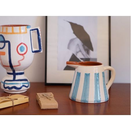 1L blue decorative ceramic jug handmade in Portugal.