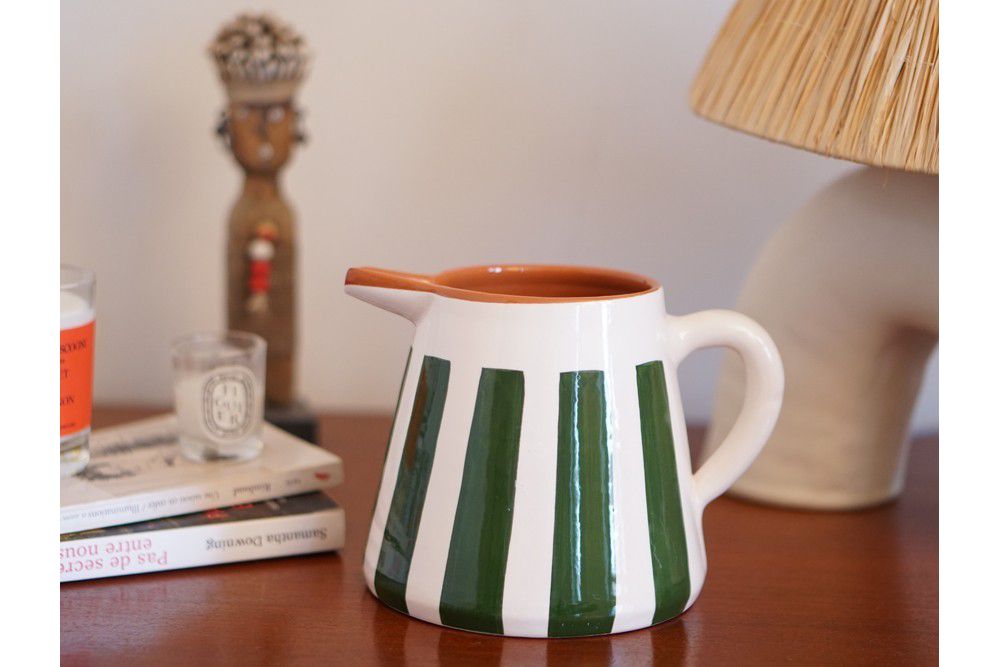 Khaki decorative ceramic jug handmade in Portugal.