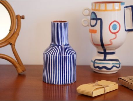 Blue vase handmade in Portugal.