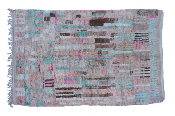 Vintage Berber carpet Boujad grey blue and purple in wool handmade