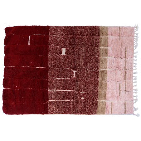 Azilal berber carpet tri-color burgundy brown pink powdered wool