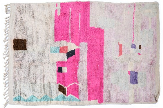 Berber carpet Azilal modern shapes neon pink, purple and green water