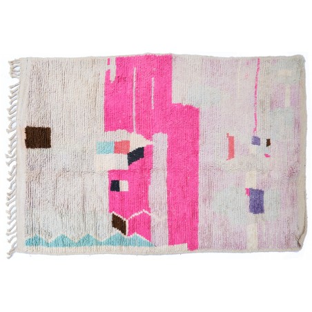 Berber carpet Azilal modern shapes neon pink, purple and green water