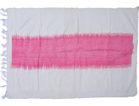 Tapis berbère Kilim en laine blanche moderne forme rose néon