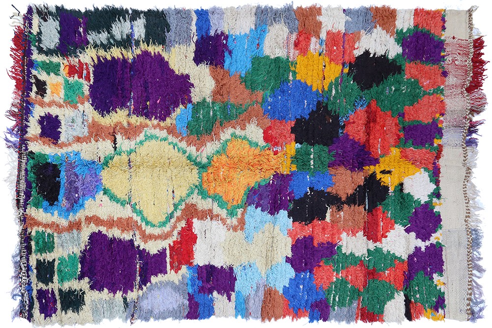 Vintage Boucherouite rug made in Morocco - Abstract shapes