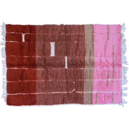 Modern hand-woven Berber Azilal carpet in red, brown and pink shades