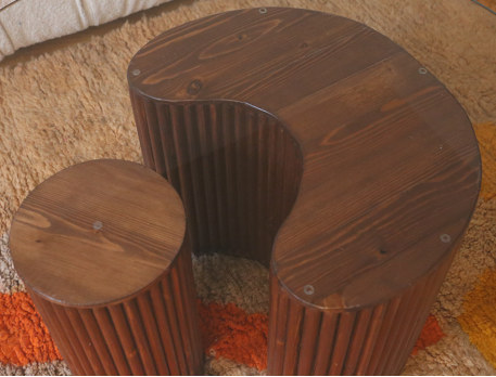 Table basse en bois et plateau verre de 90cm
