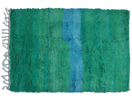 Grand tapis berbère Azilal moderne vert et bleu