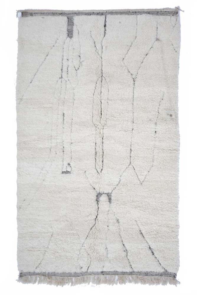 Großer weißer Berber-Beni Ouarain-Teppich mit Mustern