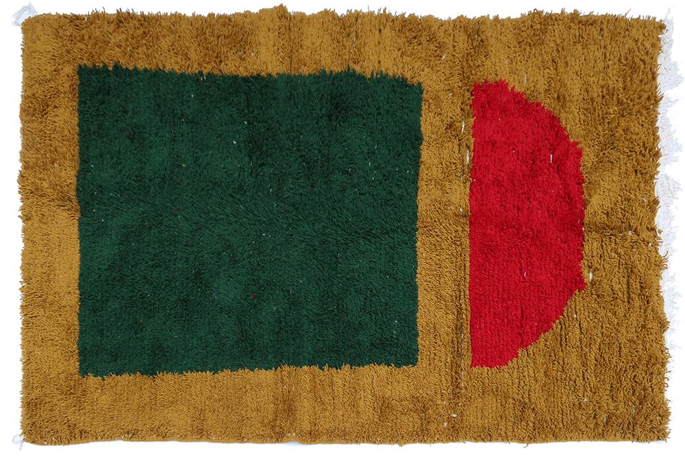 Grand tapis berbère Azilal moderne rouge et vert marron