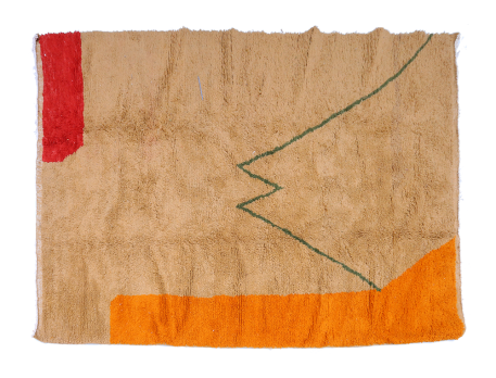 Large modern terracotta Azilal Berber carpet red orange and green brown
