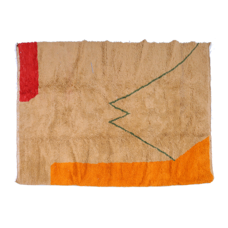 Grand tapis berbère Azilal moderne terracotta rouge orange et vert marron