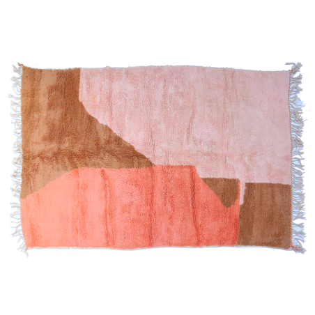 Großer Berberteppich Azilal modern braun rosa und lachsrosa 