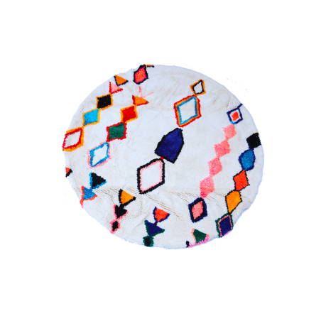 Berber Teppich rund bunt | 152cm Durchmesser