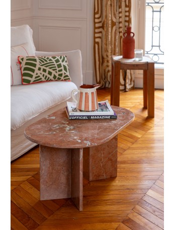 Couchtisch aus Korallenmarmor, handgefertigt in Marokko.