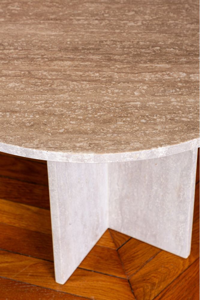 Ronde salontafel van travertijn