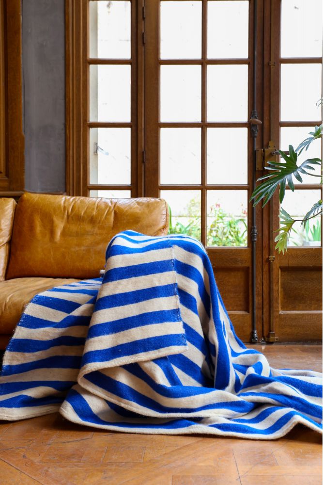 Plaid berbero a righe blu majorelle