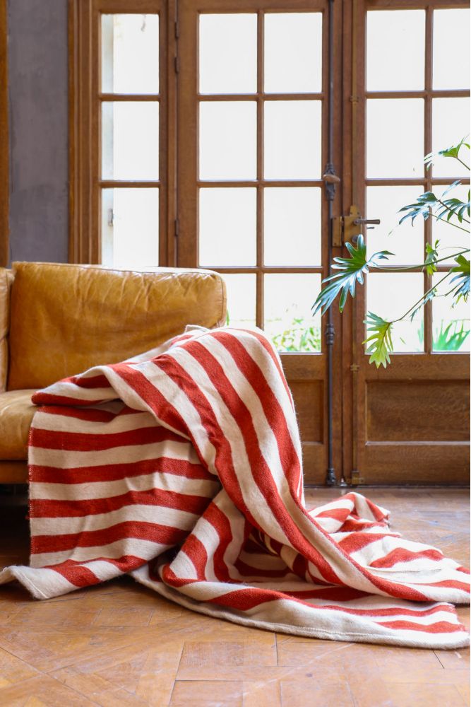 Berber-style red striped blanket